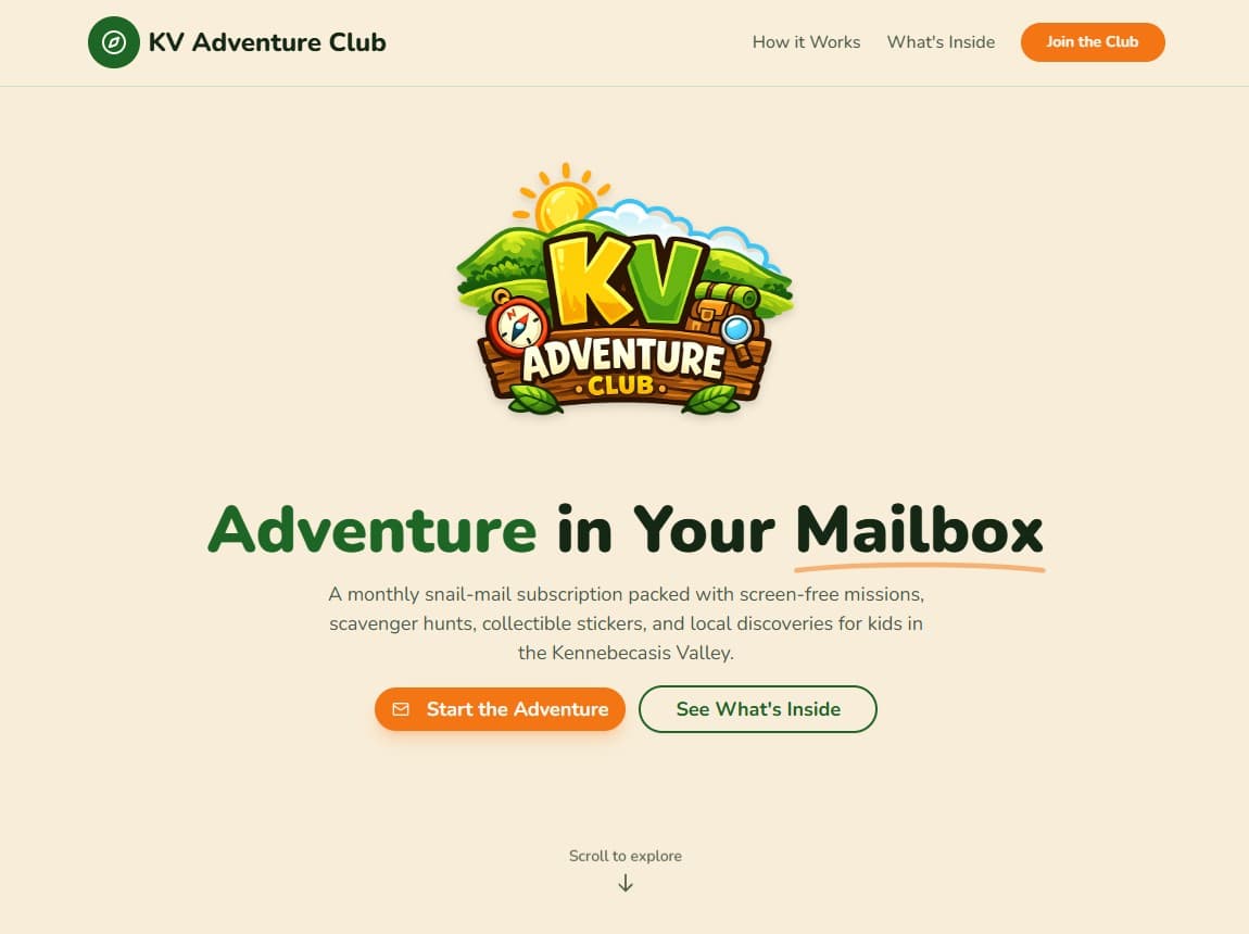 KV Adventure Club, kids adventure subscription service in Kennebecasis Valley