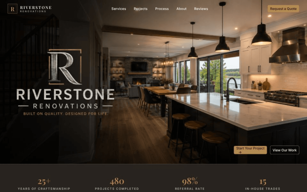 Riverstone Renovations website, home renovation contractor