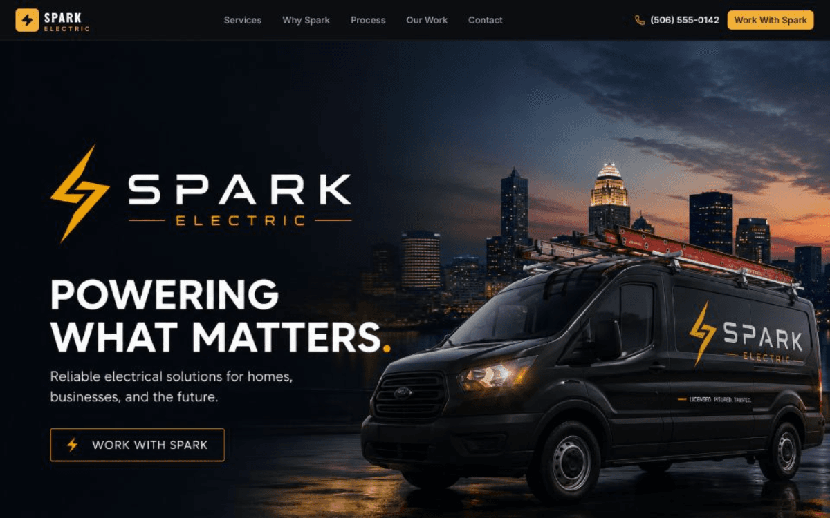 Spark Electric website — residential and commercial electrical services